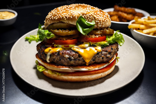 This isn't just any burger; it's a culinary masterpiece, gerated ai