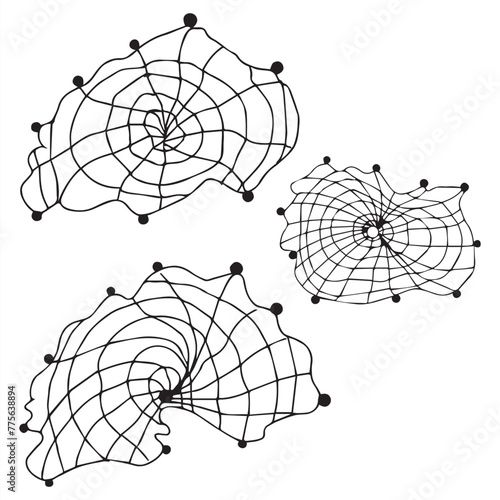 isolated fishing net set icon vector