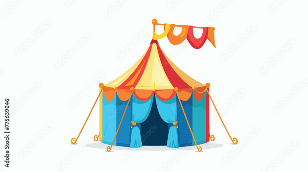 Circus tent with a flag. Vector icon flat vector isolated