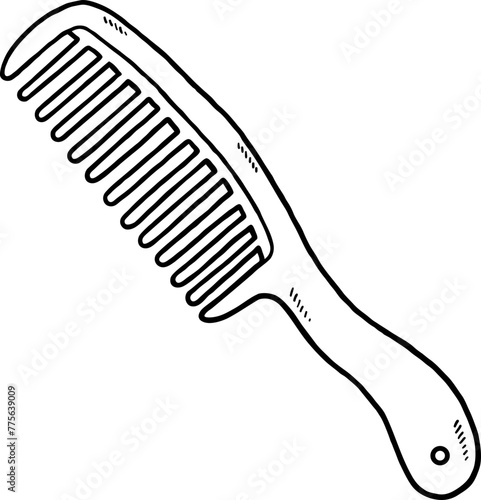 Vector Cartoon Barber Rake Comb Line Art