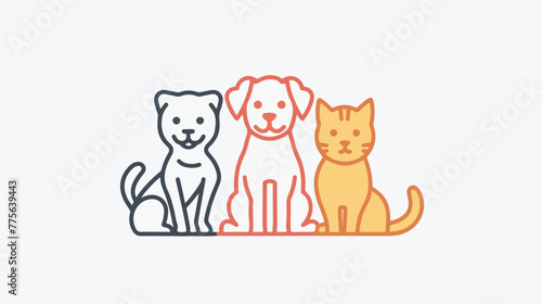 Pets Logo dog cat design vector template Linear style