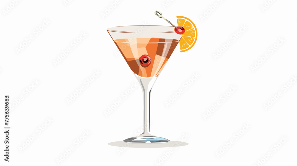 Cocktail logo vector glass vector flat vector isolated