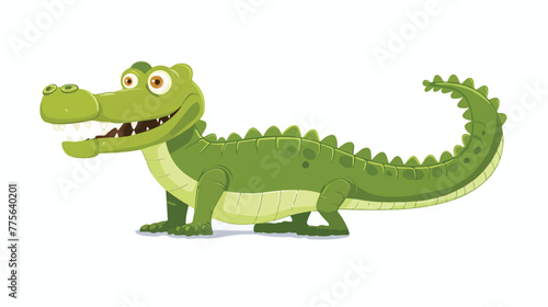 Crocodile isolated on white background Flat v