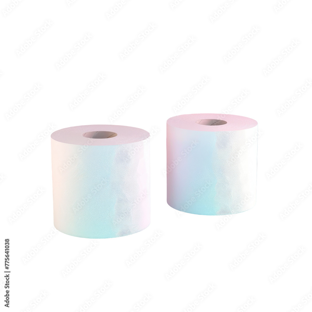 Two rolls of tissue paper on a transparent Two rolls of tissue paper on a transparent