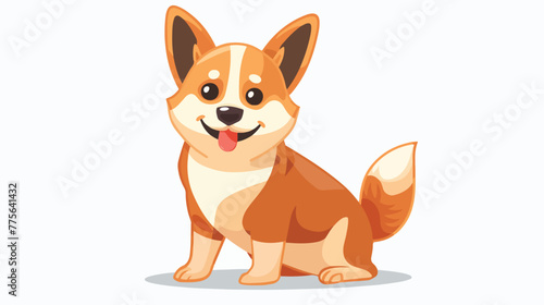Cute cartoon dog icon flat vector isolated on white b