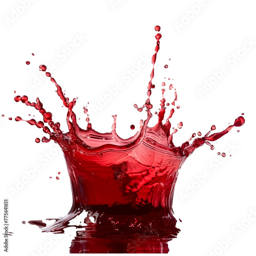 Red water splash is super smoot isolate white background. photo