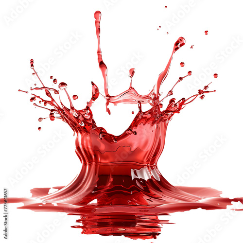 Red water splash is super smoot isolate white background. photo