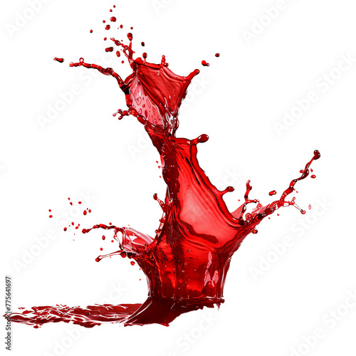 Red water splash is super smoot isolate white background.