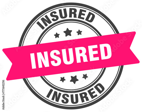 insured stamp. insured label on transparent background. round sign