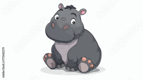 Baby hippo sitting Flat vector isolated
