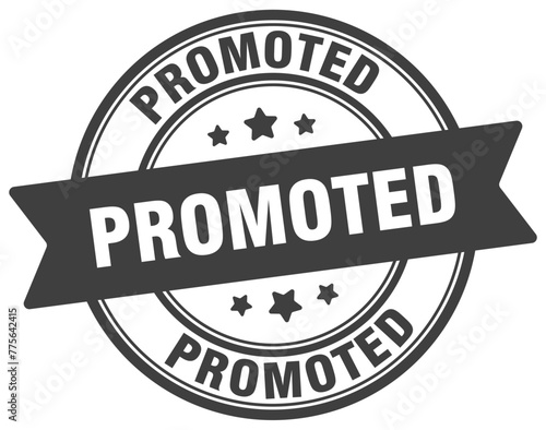 promoted stamp. promoted label on transparent background. round sign