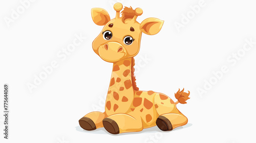 Little giraffe sitting Flat vector isolated