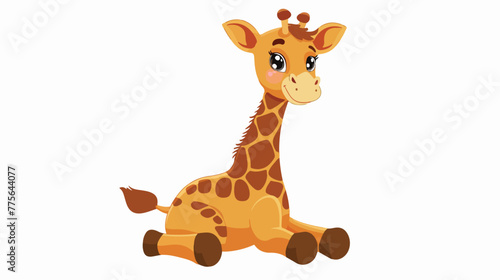 Little giraffe sitting Flat vector isolated