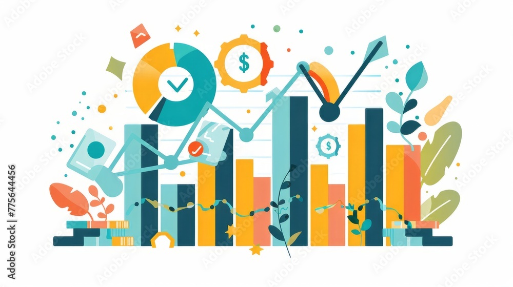 Financial development in business, showcasing increasing profit growth with upward trending graphs, currency symbols, and corporate imagery. Financial development in business, showcasing increasing profit growth with upward trending graphs, currency symbols, and corporate imagery.