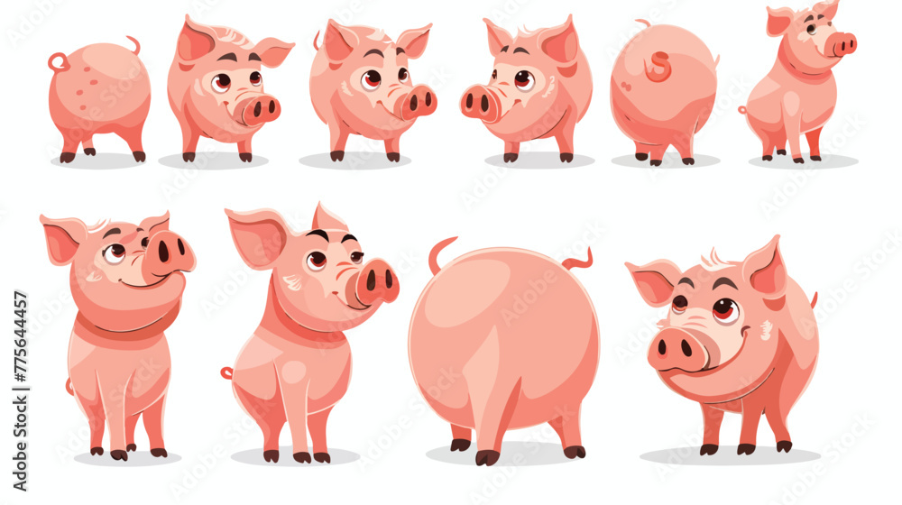 Pig on white background Flat vector isolated