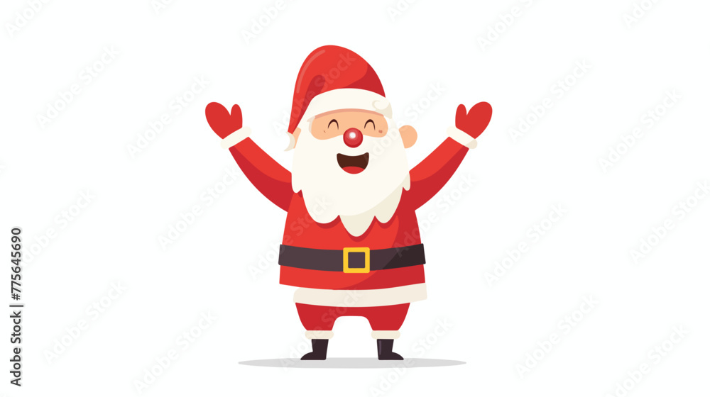 Happy little santa claus raising hands Flat 