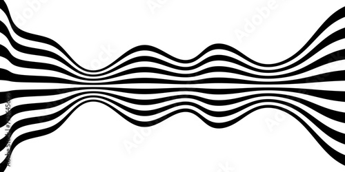 Black on white abstract perspective wave line stripes with 3d dimensional effect isolated on white.  easy and soft cool illustration background