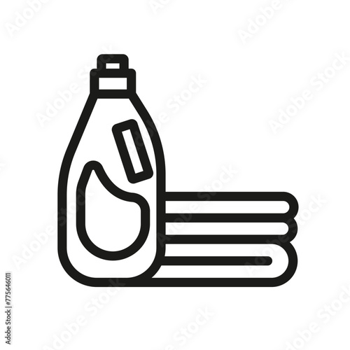 Fabric softener detergent icon for web, mobile, promo and for cleaning products, hygiene supplies. Single outline, vector illustration.