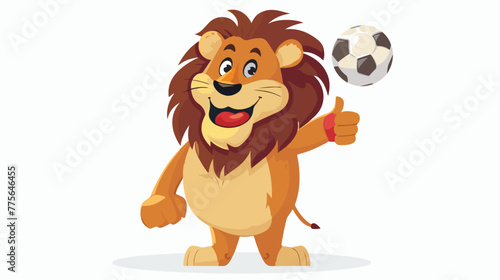Lion soccer showing thumb up Flat vector isolated