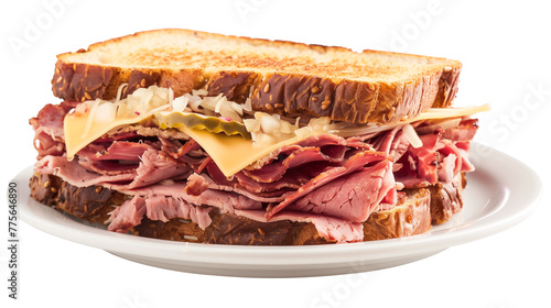 Reuben sandwich isolated on white background