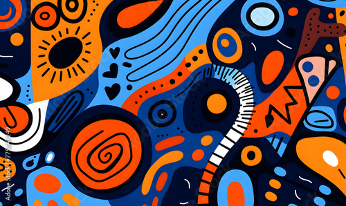 Vector hand drawn flat design abstract doodle photo