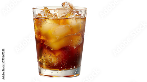 Root beer freshly drink at party, isolated on white background