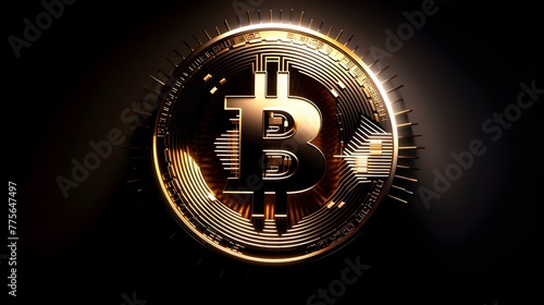 Gleaming Bitcoin Cryptocurrency Representation for Financial Investment and Trading Concepts © yelosole