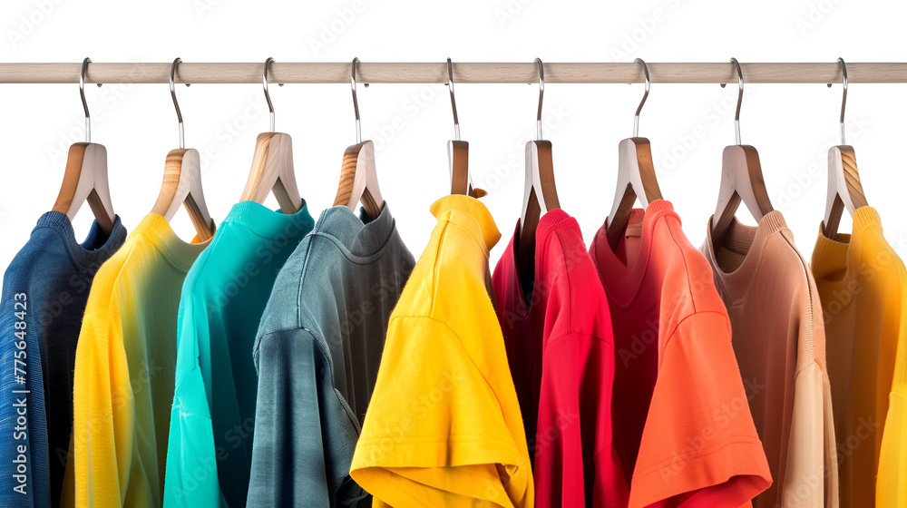 colorful clothes in hangers , generative ai colorful clothes in hangers , generative ai