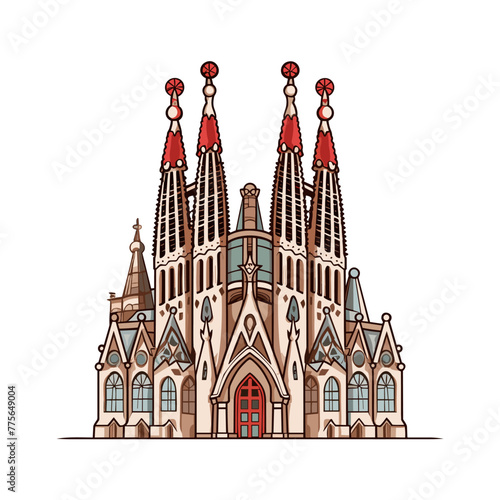 Sagrada Familia hand-drawn comic illustration. Sagrada Familia. Vector doodle style cartoon illustration