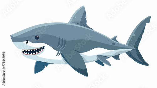 Shark isolated on white background Flat vecto