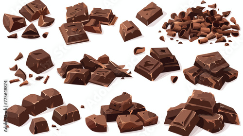 Chocolate shavings sweet food vector icon set 