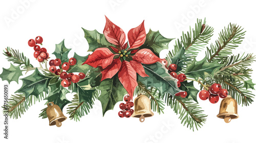 Christmas greeting card watercolor illustration 