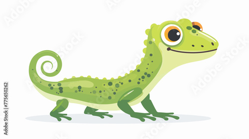 Funny Green Gecko Character Standing and Smiling vector