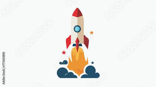 Rocket launch logo template vector icon design flat vector