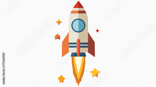 Rocket vector icon flat vector isolated on white background