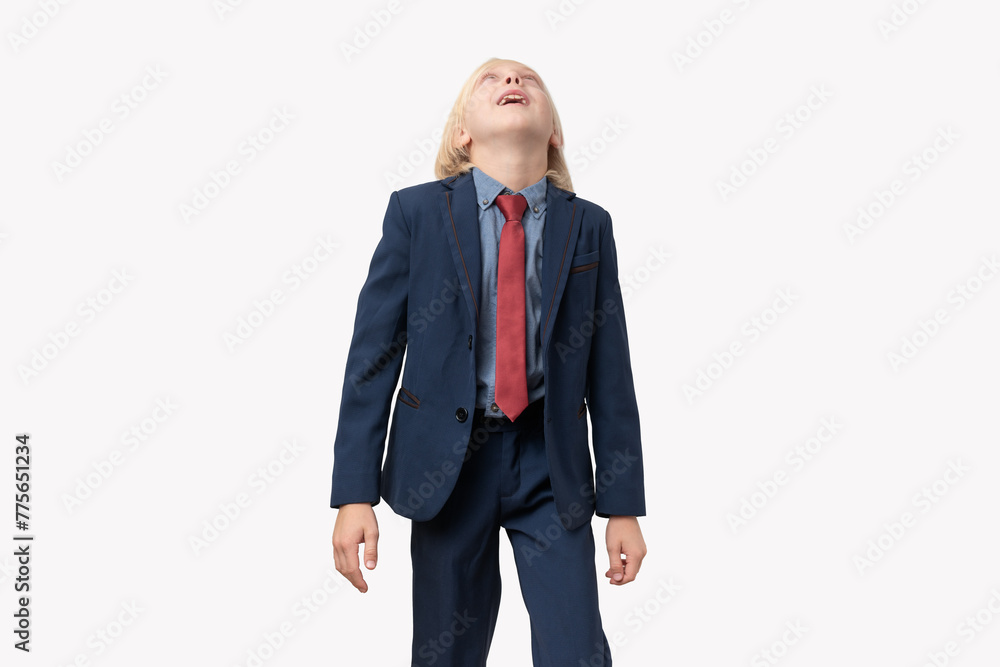 Portrait of a young businessman in a suit looking up Portrait of a young businessman in a suit looking up