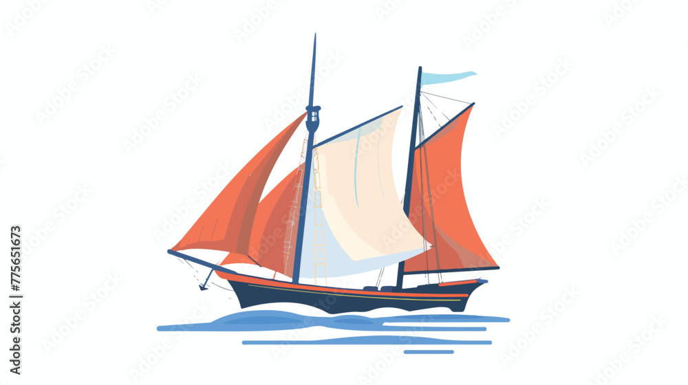 Sail water ship icon flat vector isolated on white background