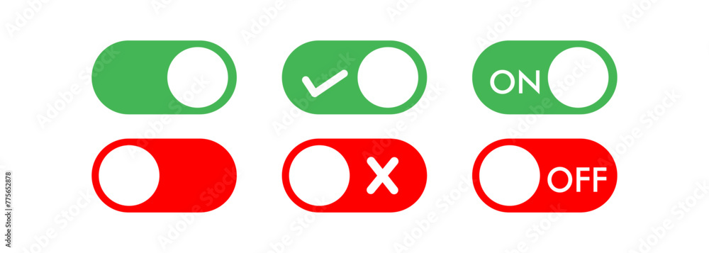 On and Off toggle switch buttons. Switch toggle buttons ON OFF. Stock ...