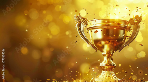 Champion golden trophy for winner background. Success and achievement concept. Sport and cup award theme.