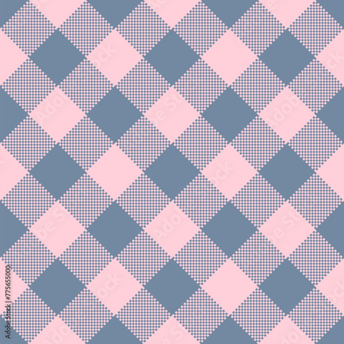 Buffalo Plaid seamless patten. Vector diagonal checkered pink and grey plaid textured background. Traditional gingham fabric print. Flannel winter plaid texture for fashion, print, design
