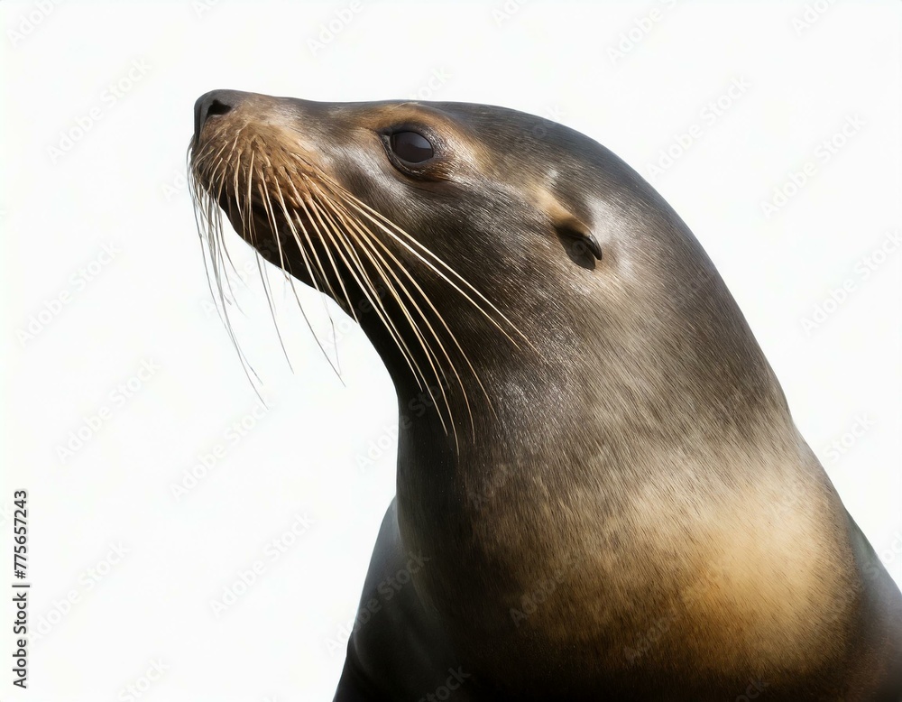Fototapeta premium Close-up of a California sea lion, isolated against a white background