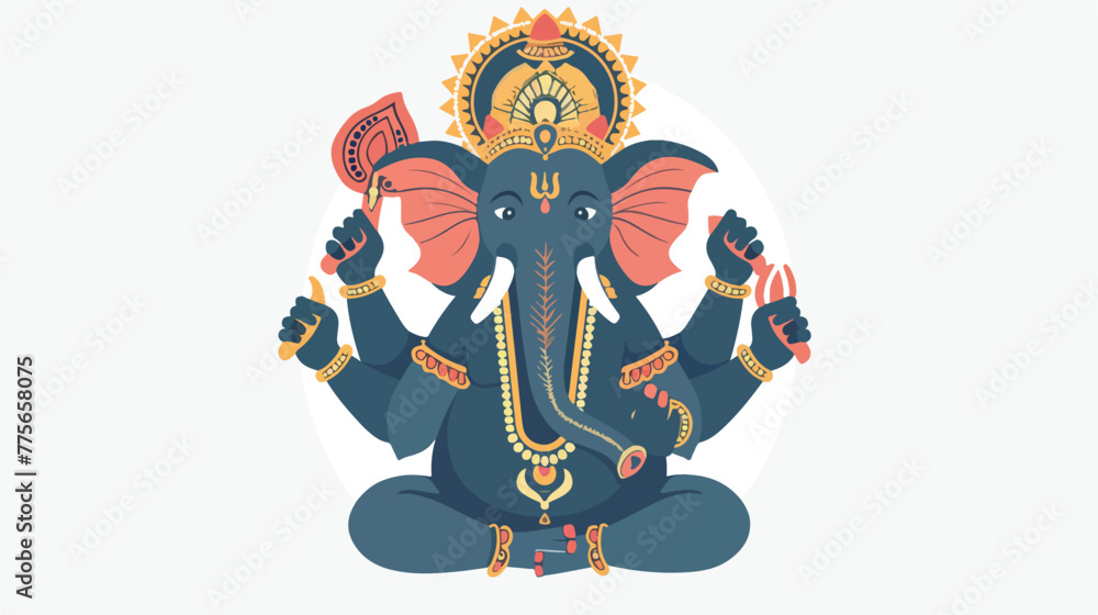 Holy elephant ganesh hindi god illustration flat vector