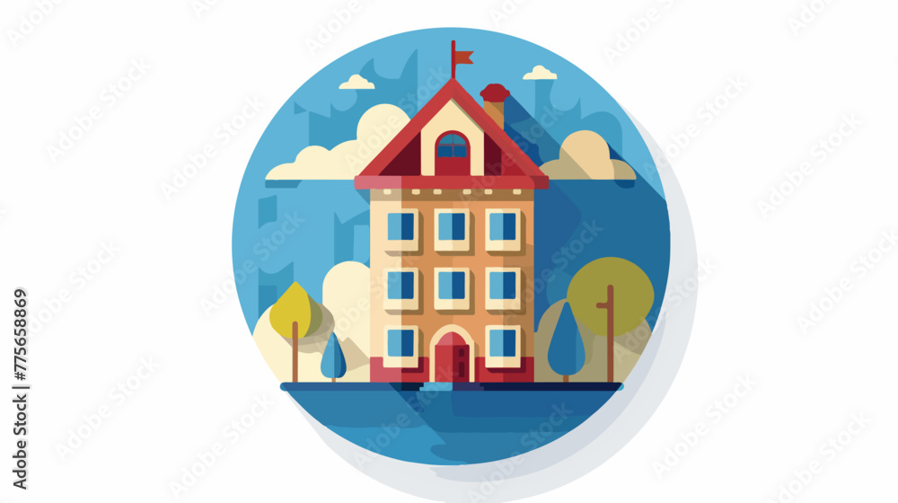 Hotel flat icon with long shadow flat vector isolated