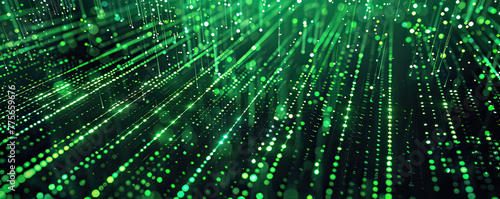 Digital matrix code rain with neon green for tech-inspired birthday greetings