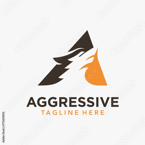 letter A wolf logo design