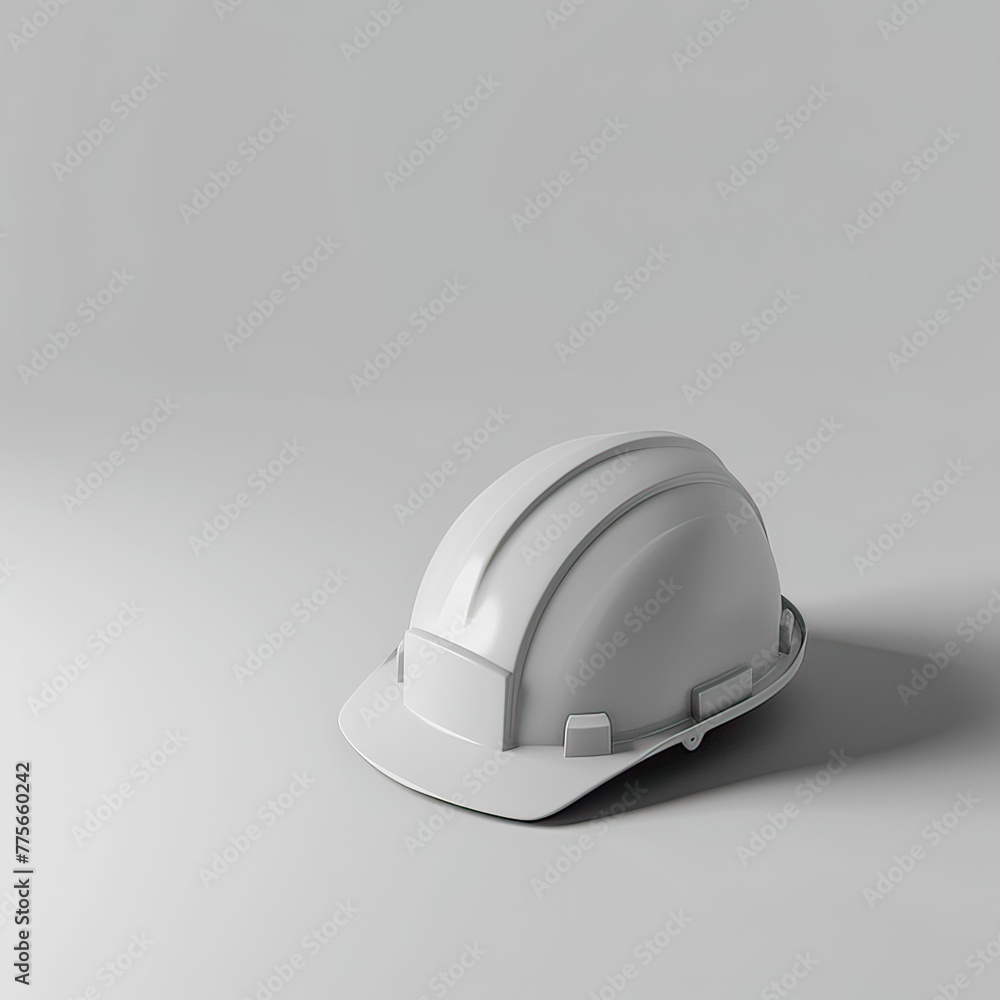 Minimalist construction helmet, 3D render with a shadow effect, space for text Minimalist construction helmet, 3D render with a shadow effect, space for text
