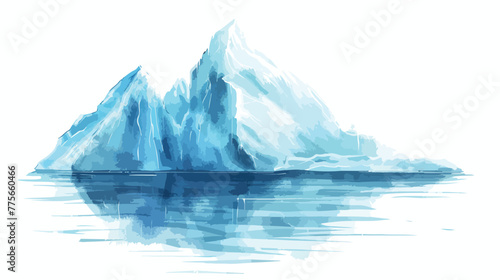 Sketch of a large iceberg in the ocean on a white background