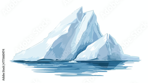 Sketch of a large iceberg in the ocean on a white background