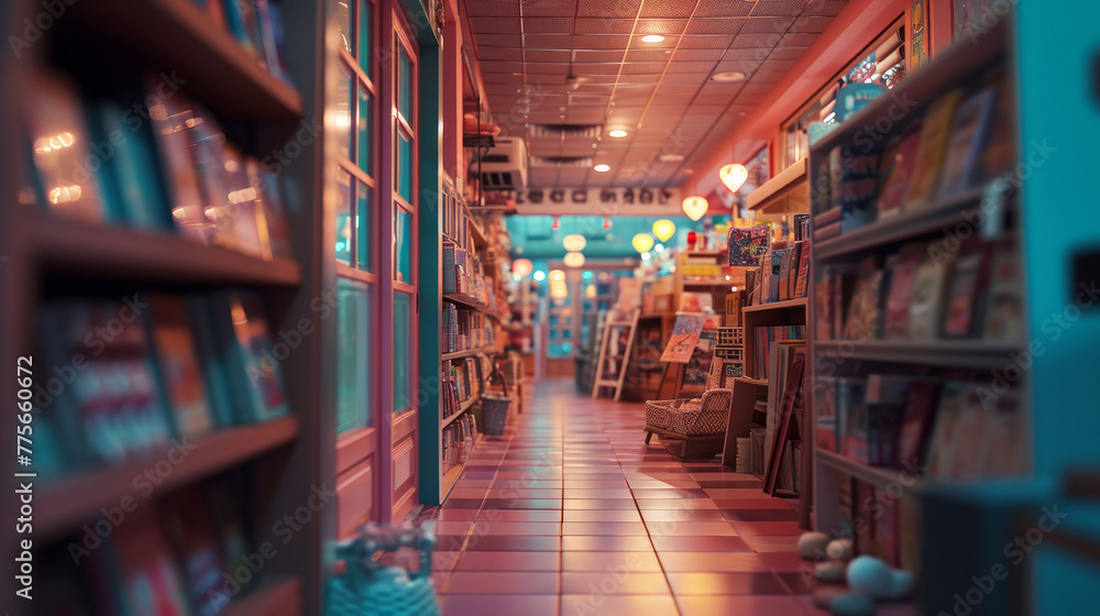 Colorful and adorable bookstore that evokes the cuteness of the Japanese kawaii aesthetic