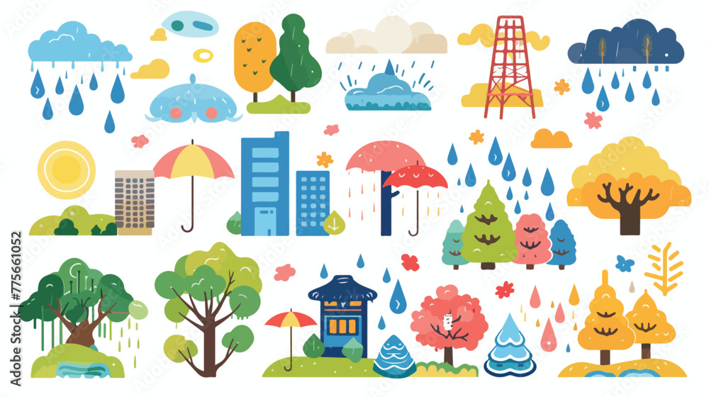 Illustration material of Japans rainy season from May